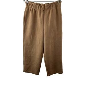 The Group Babaton Fleece Thick Sweatpant Wide Leg Pant Crop Beige Elastic Size L